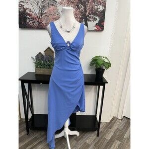 Fashion Nova Women’s Maxi Dress Size S Asymmetrical Hem Hidden Back Zipper